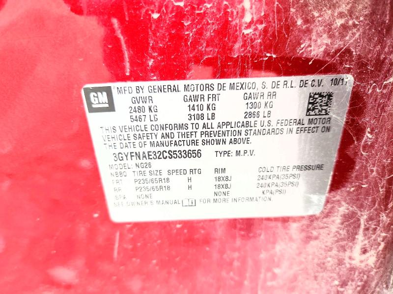 2012 Cadillac Srx მანქანა იყიდება აუქციონზე, vin: 3GYFNAE32CS533656, აუქციონის ნომერი: 69200936