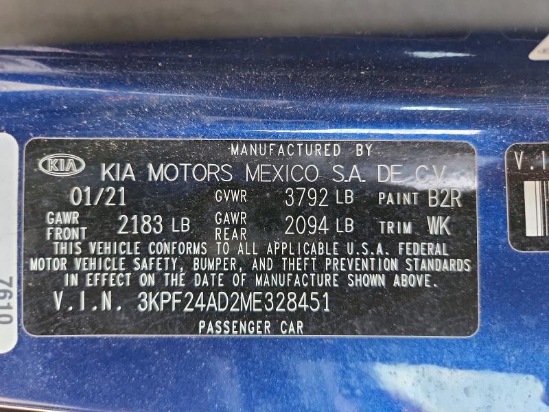 Продажа на аукционе авто 2021 Kia Forte, vin: 3KPF24AD2ME328451, номер лота: 67445326