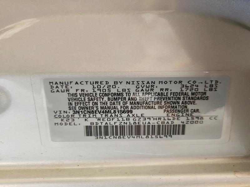 Aukcja sprzedaży 2021 Nissan Versa, vin: 3N1CN8EV4ML815699, numer aukcji: 70662696