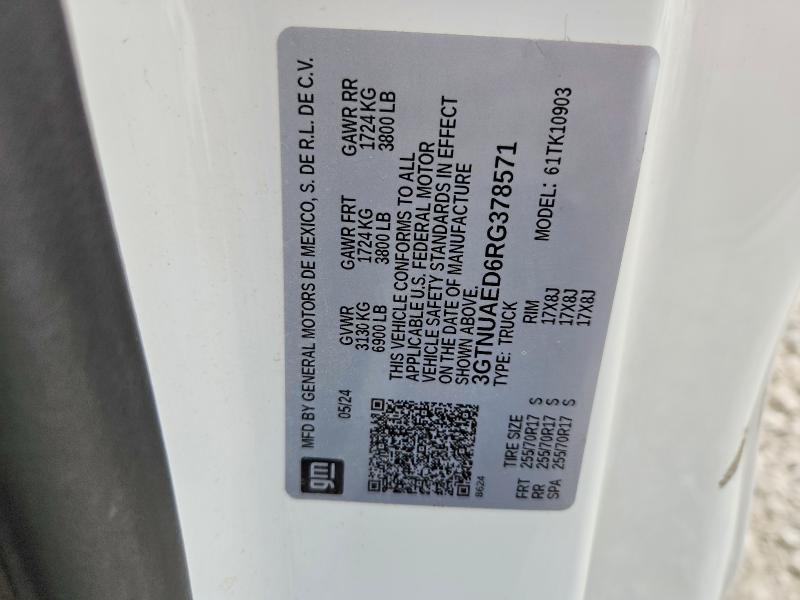 Продажа на аукционе авто 2024 Gmc Sierra, vin: 3GTNUAED6RG378571, номер лота: 69908056