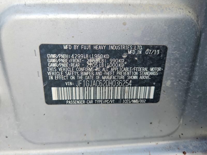 Aukcja sprzedaży 2013 Subaru Impreza, vin: JF1GJAC62DH036254, numer aukcji: 67810326
