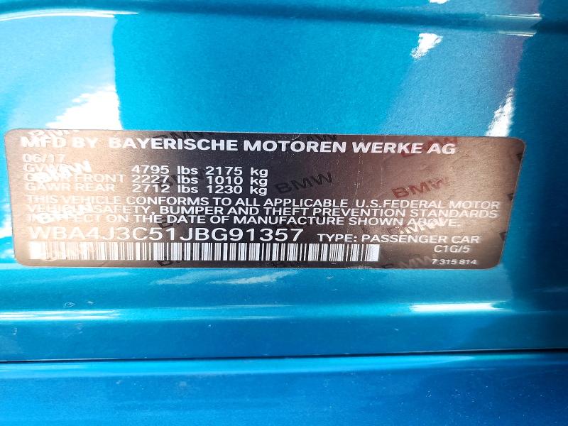 68953416 :رقم المزاد ، WBA4J3C51JBG91357 vin ، 2018 Bmw 430xi مزاد بيع