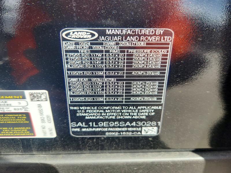 Aukcja sprzedaży 2025 Land Rover Range Rover Sport, vin: SAL1L9E95SA430281, numer aukcji: 69371926