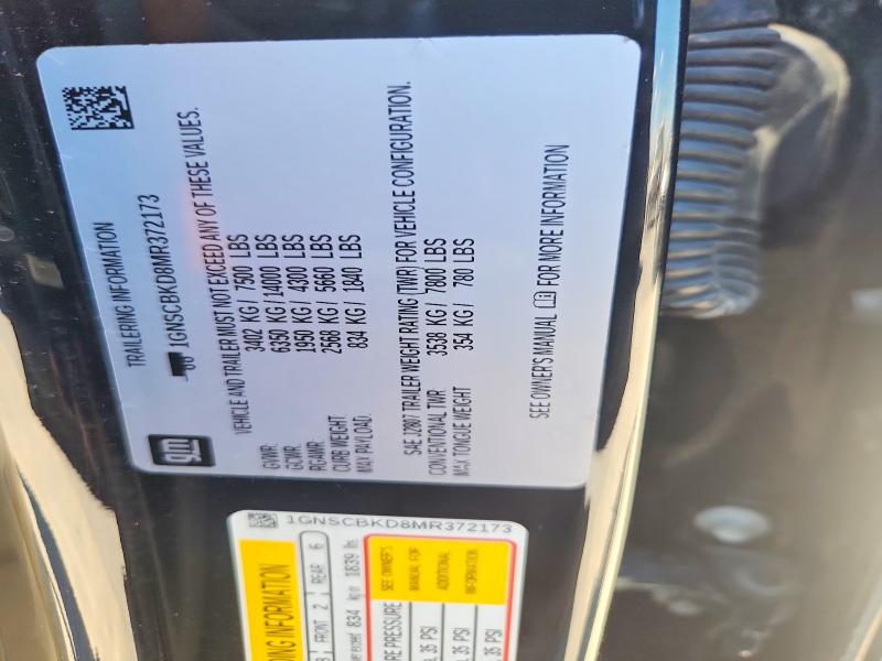 Aukcja sprzedaży 2021 Chevrolet Suburban, vin: 1GNSCBKD8MR372173, numer aukcji: 67642116