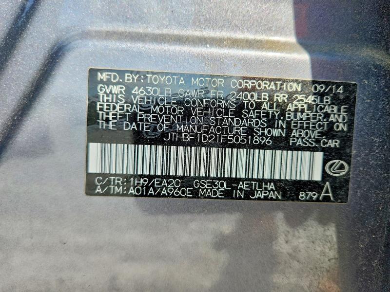 68752566 :رقم المزاد ، JTHBF1D21F5051896 vin ، 2015 Lexus Is مزاد بيع