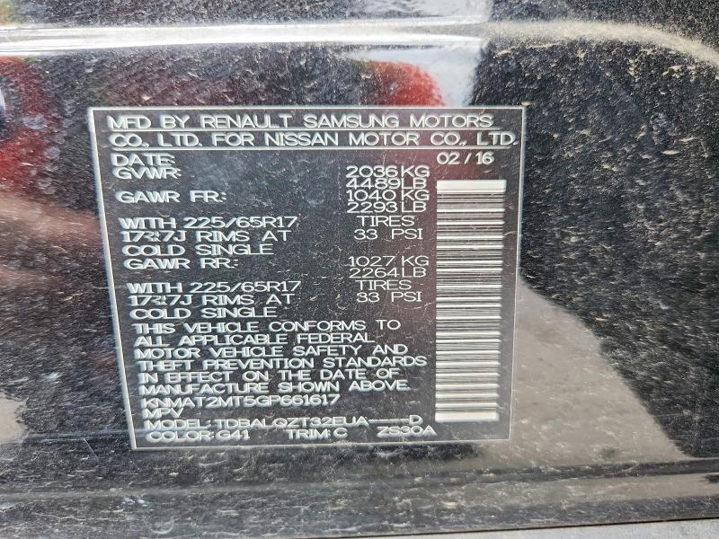 67609126 :رقم المزاد ، KNMAT2MT5GP661617 vin ، 2016 Nissan Rogue مزاد بيع