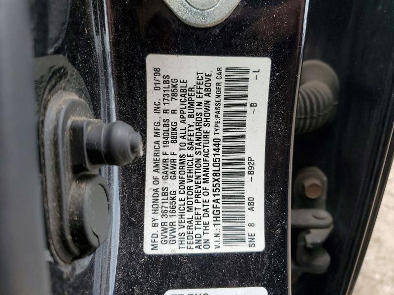 Aukcja sprzedaży 2008 Honda Civic, vin: 1HGFA155X8L051440, numer aukcji: 68392686