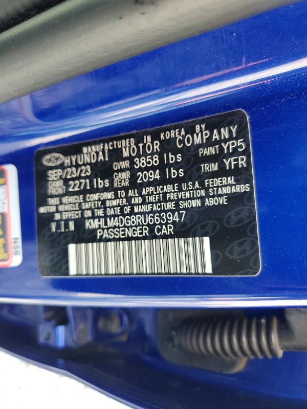 2024 Hyundai Elantra მანქანა იყიდება აუქციონზე, vin: KMHLM4DG8RU663947, აუქციონის ნომერი: 69305706