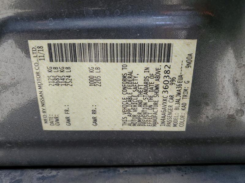 Продаж на аукціоні авто 2019 Nissan Maxima, vin: 1N4AA6AVXKC360382, номер лоту: 67362906