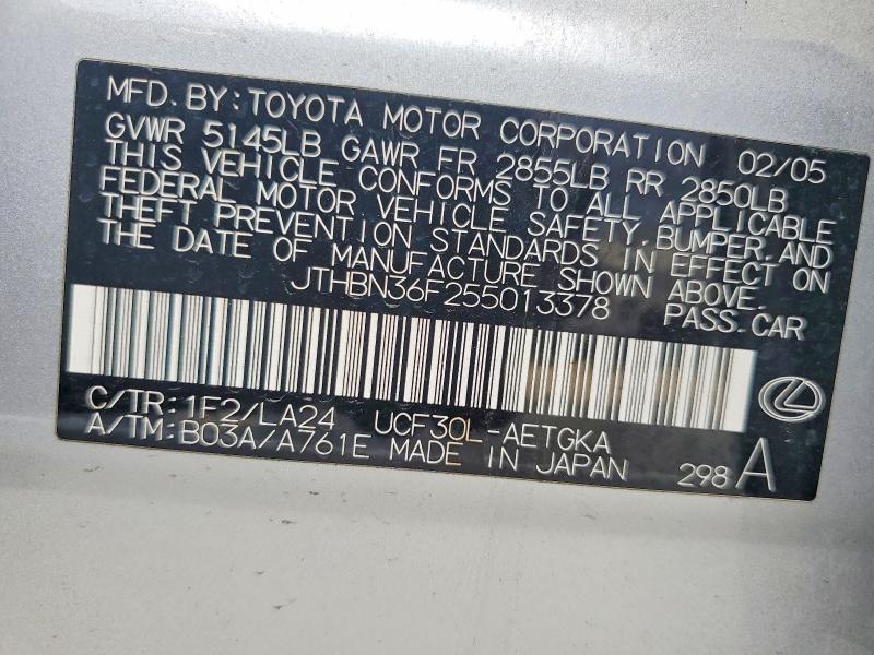 Aukcja sprzedaży 2005 Lexus Ls, vin: JTHBN36F255013378, numer aukcji: 66650866