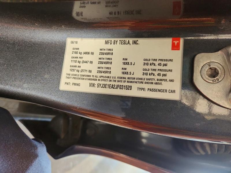 Продажа на аукционе авто 2018 Tesla Model 3, vin: 5YJ3E1EA2JF031520, номер лота: 68093386