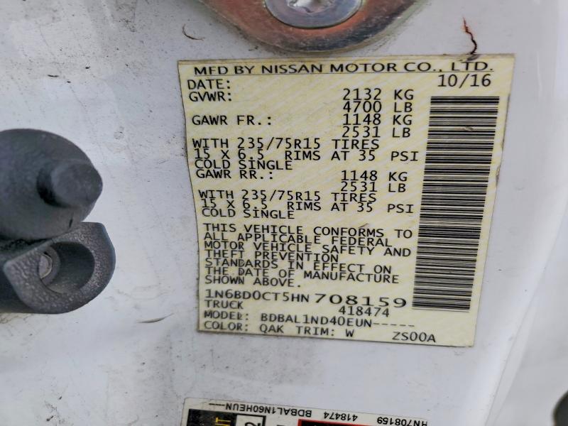 Aukcja sprzedaży 2017 Nissan Frontier, vin: 1N6BD0CT5HN708159, numer aukcji: 69770966