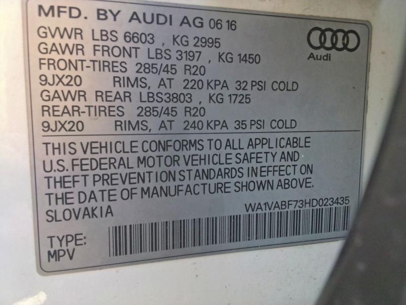 Aukcja sprzedaży 2017 Audi Q7, vin: WA1VABF73HD023435, numer aukcji: 68035286