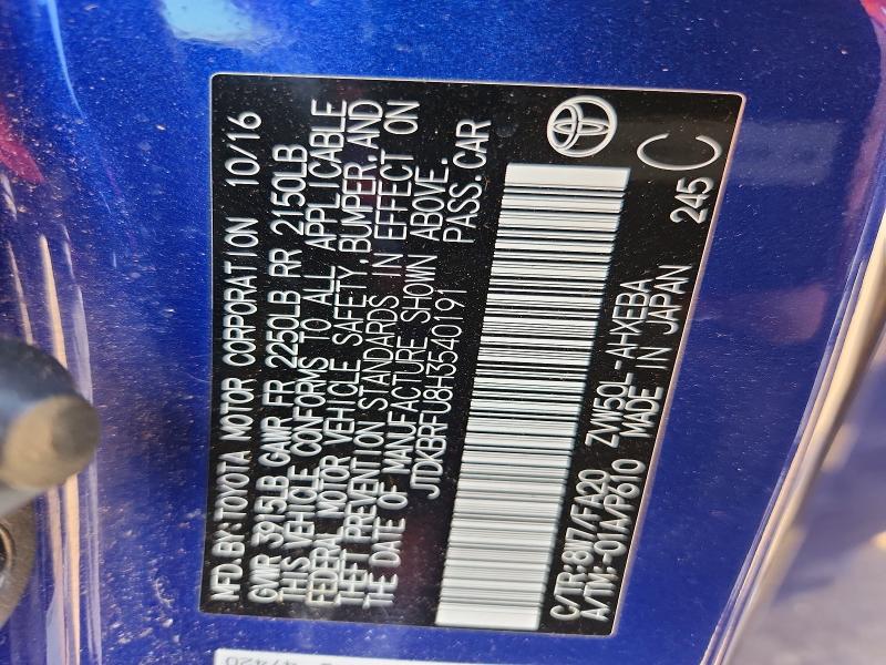 Продаж на аукціоні авто 2017 Toyota Prius, vin: JTDKBRFU8H3540191, номер лоту: 69155736