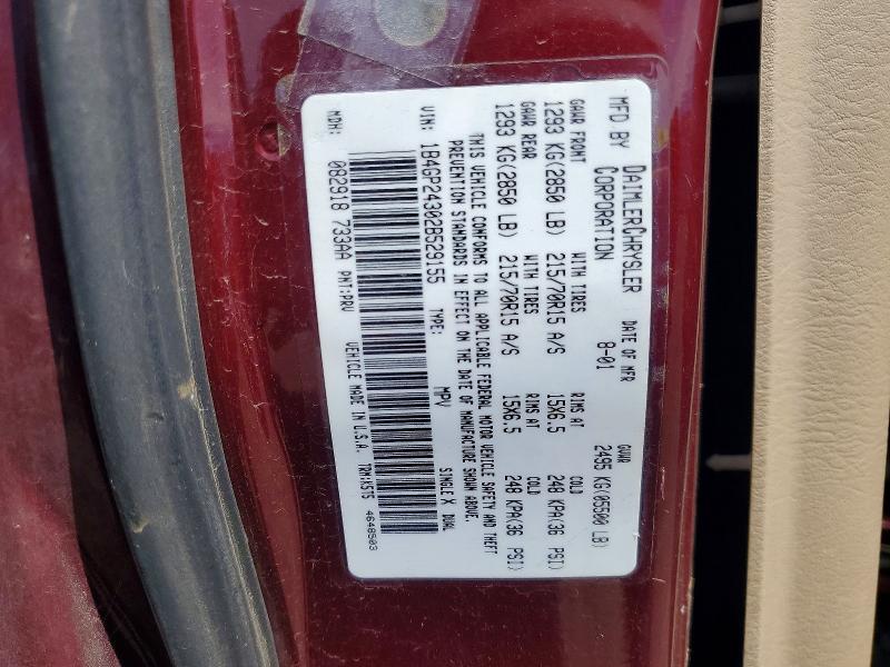 68172996 :رقم المزاد ، 1B4GP24302B529155 vin ، 2002 Dodge Grand Caravan مزاد بيع