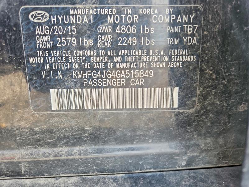 Продаж на аукціоні авто 2016 Hyundai Azera, vin: KMHFG4JG4GA515849, номер лоту: 70342716