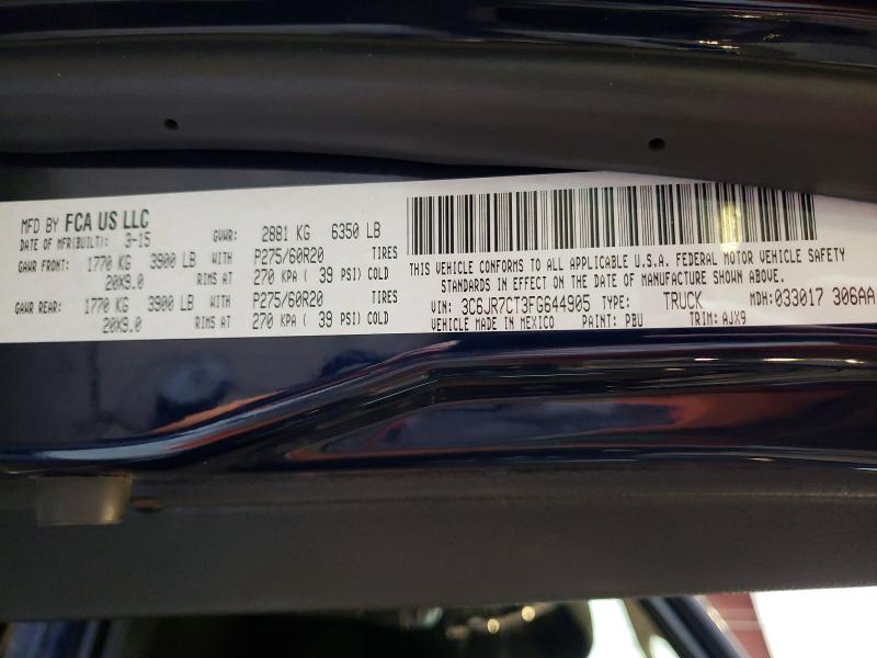 68447216 :رقم المزاد ، 3C6JR7CT3FG644905 vin ، 2015 Ram 1500 مزاد بيع