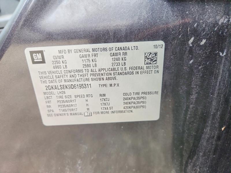 Aukcja sprzedaży 2013 Gmc Terrain, vin: 2GKALSEK9D6195311, numer aukcji: 68486606