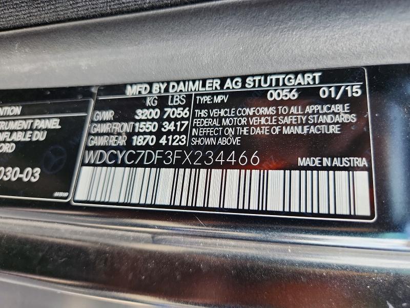 68269336 :رقم المزاد ، WDCYC7DF3FX234466 vin ، 2015 Mercedes-benz G مزاد بيع