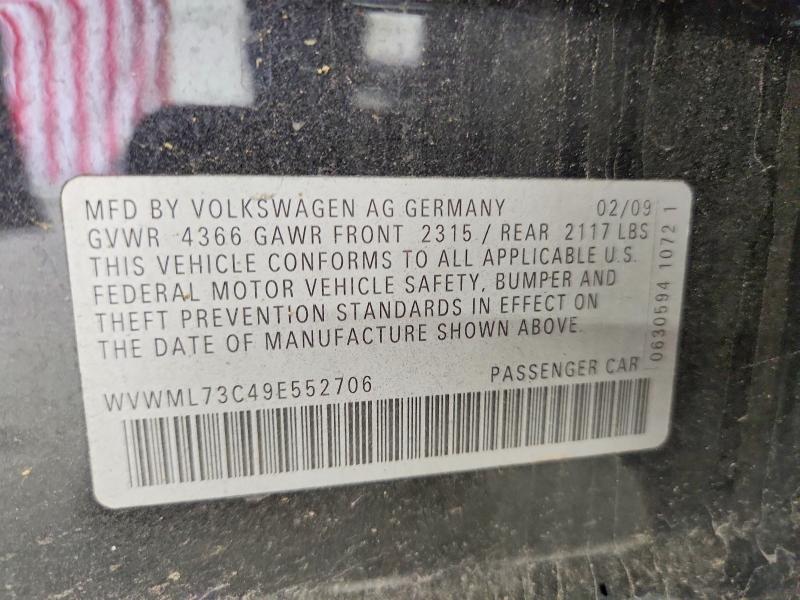 2009 Volkswagen Cc მანქანა იყიდება აუქციონზე, vin: WVWML73C49E552706, აუქციონის ნომერი: 69018736