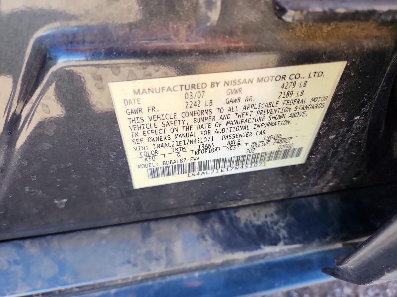 Aukcja sprzedaży 2007 Nissan Altima, vin: 1N4AL21E17N451071, numer aukcji: 68773956