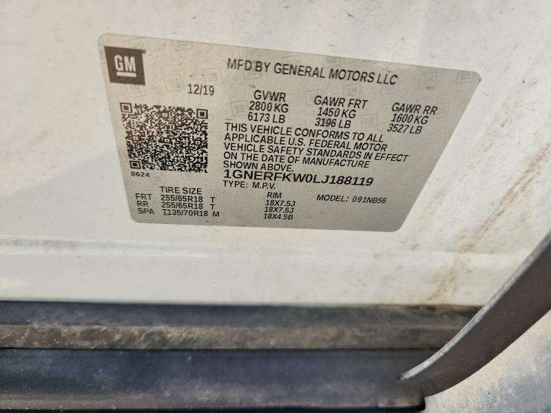 Aukcja sprzedaży 2020 Chevrolet Traverse, vin: 1GNERFKW0LJ188119, numer aukcji: 68442396