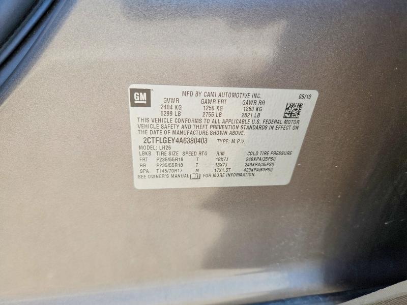 Aukcja sprzedaży 2010 Gmc Terrain, vin: 2CTFLGEY4A6380403, numer aukcji: 70521356