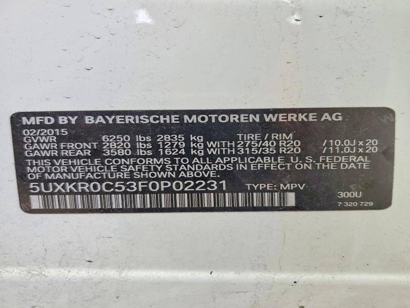 68616416 :رقم المزاد ، 5UXKR0C53F0P02231 vin ، 2015 Bmw X5 مزاد بيع
