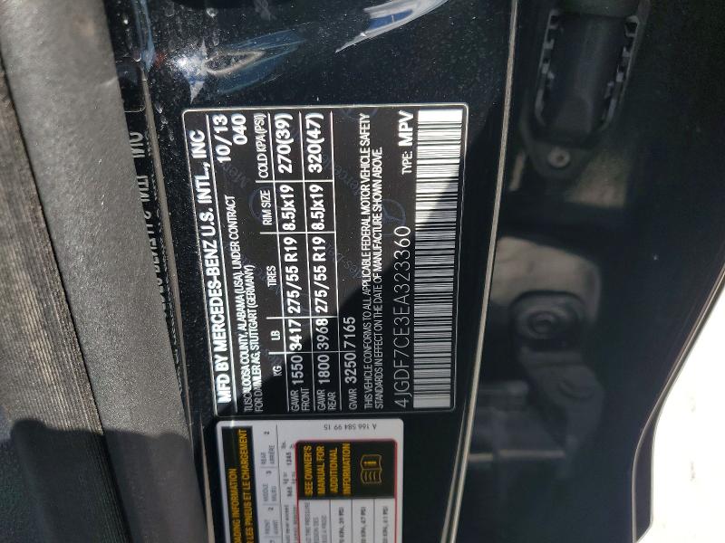 68914066 :رقم المزاد ، 4JGDF7CE3EA323360         vin ، 2014 Mercedes-benz Gl مزاد بيع