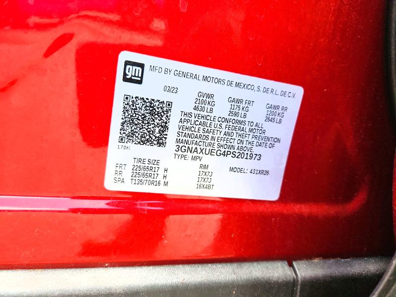 2023 Chevrolet Equinox მანქანა იყიდება აუქციონზე, vin: 3GNAXUEG4PS201973, აუქციონის ნომერი: 66918076