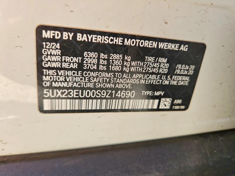2025 Bmw X5 მანქანა იყიდება აუქციონზე, vin: 5UX23EU00S9Z14690, აუქციონის ნომერი: 67865496