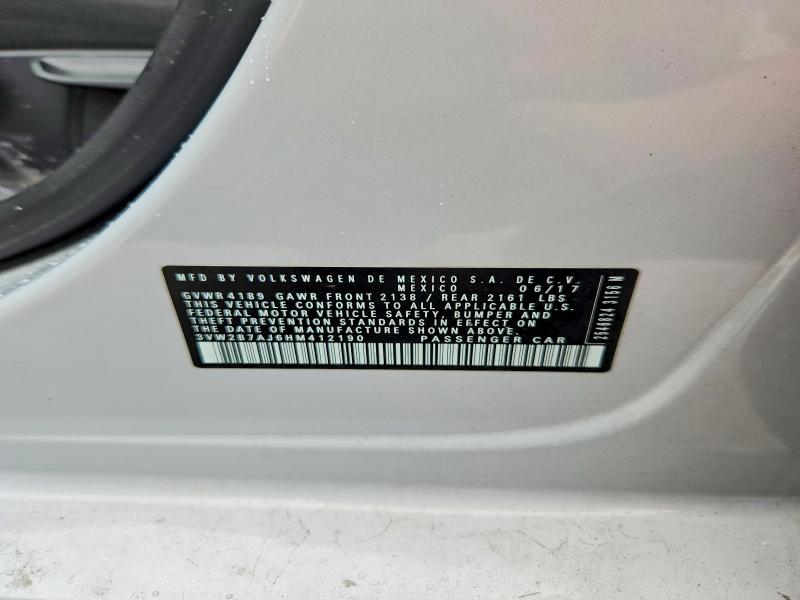 Продаж на аукціоні авто 2017 Volkswagen Jetta, vin: 3VW2B7AJ6HM412190, номер лоту: 69294756