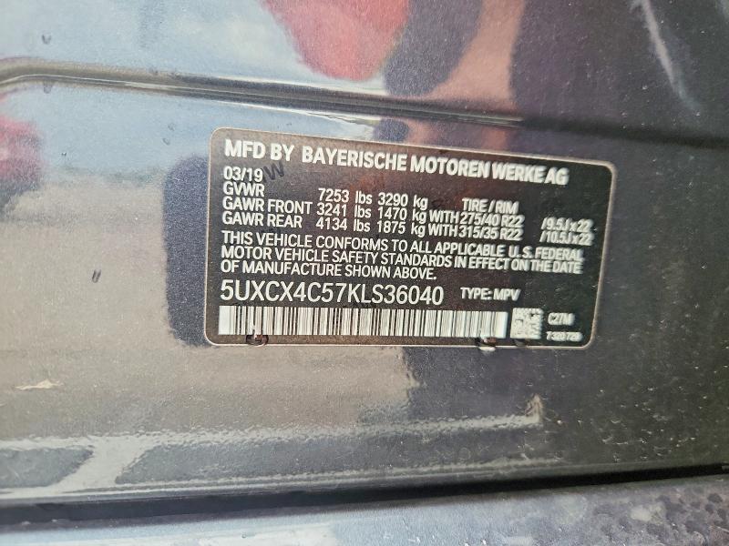 69239526 :رقم المزاد ، 5UXCX4C57KLS36040 vin ، 2019 Bmw X7 مزاد بيع