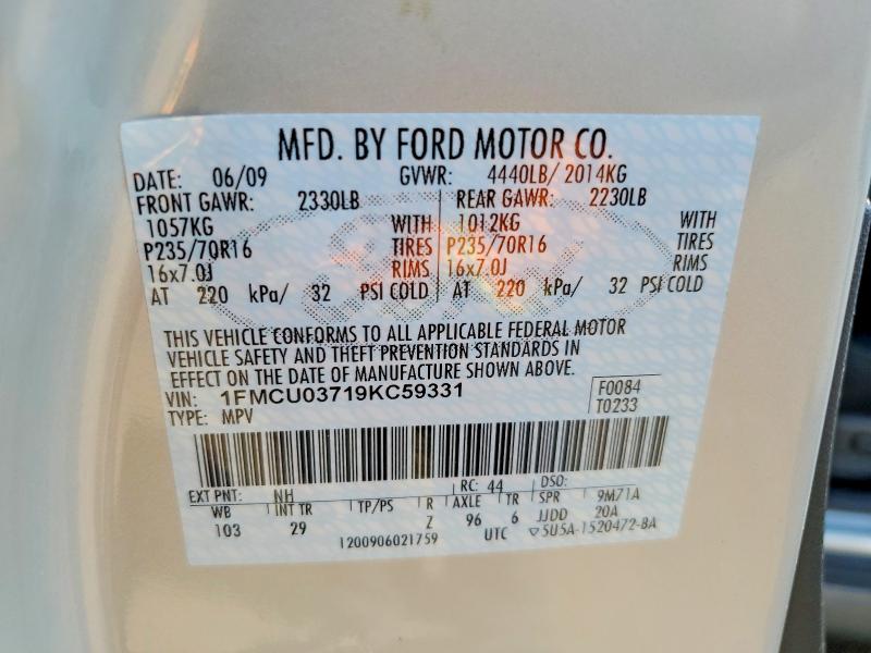 Aukcja sprzedaży 2009 Ford Escape, vin: 1FMCU03719KC59331, numer aukcji: 68675986