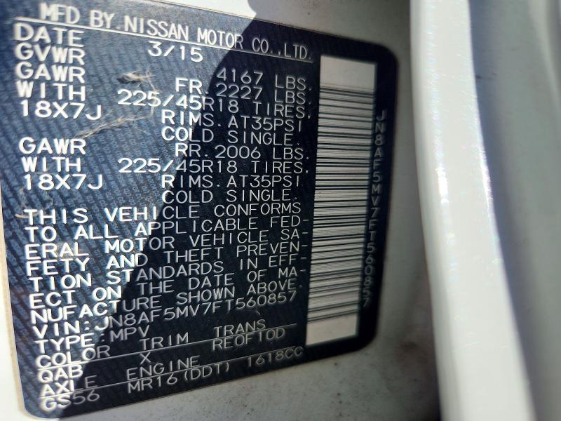 Auction sale of the 2015 Nissan Juke, vin: JN8AF5MV7FT560857        , lot number: 68887706