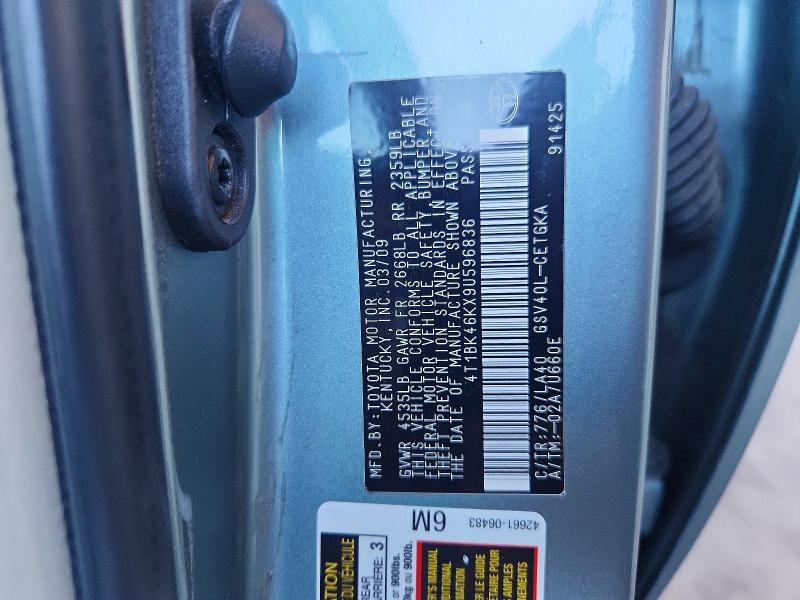 2009 Toyota Camry მანქანა იყიდება აუქციონზე, vin: 4T1BK46KX9U596836, აუქციონის ნომერი: 68687806