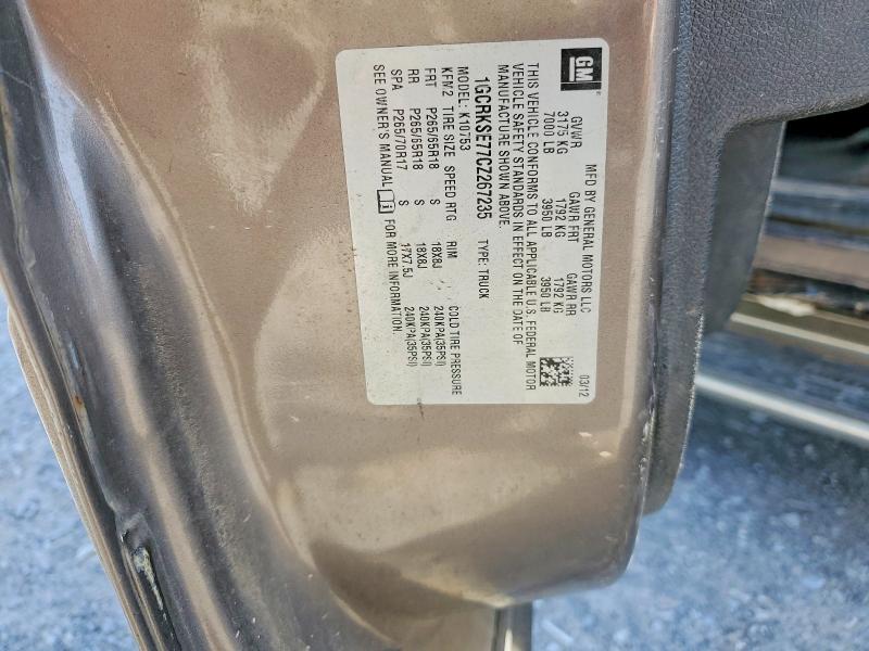 67851566 :رقم المزاد ، 1GCRKSE77CZ267235 vin ، 2012 Chevrolet Silverado مزاد بيع