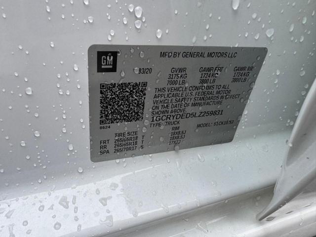 71243076 :رقم المزاد ، 1GCRYDED5LZ259831 vin ، 2020 Chevrolet Silverado مزاد بيع