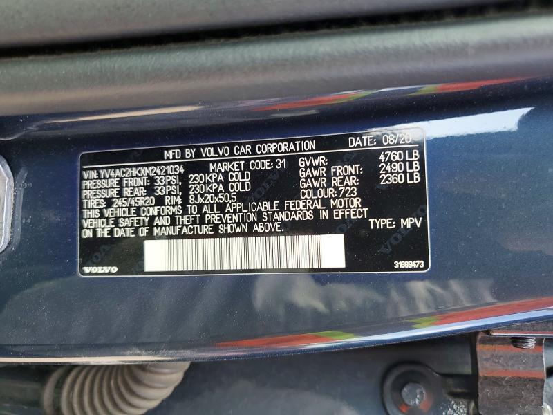 Aukcja sprzedaży 2021 Volvo Xc40, vin: YV4AC2HKXM2421034, numer aukcji: 68763356