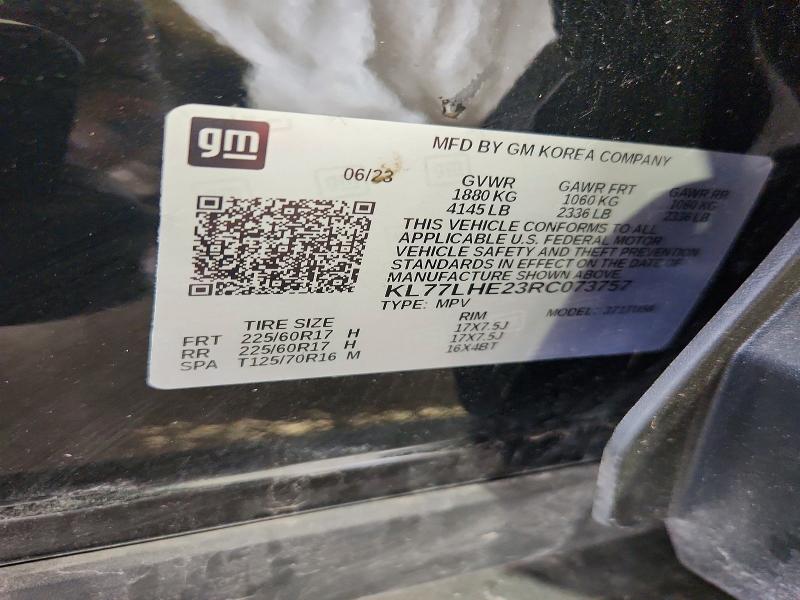 67077446 :رقم المزاد ، KL77LHE23RC073757 vin ، 2024 Chevrolet Trax مزاد بيع