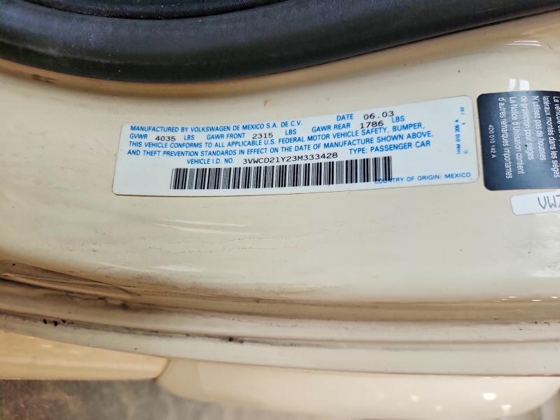 67638586 :رقم المزاد ، 3VWCD21Y23M333428 vin ، 2003 Volkswagen New Beetle مزاد بيع