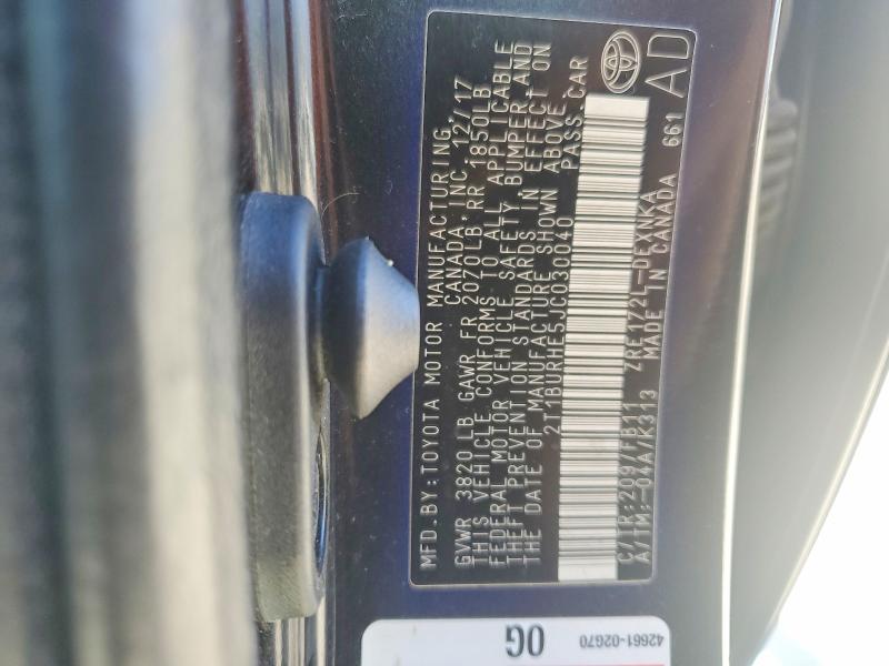 Aukcja sprzedaży 2018 Toyota Corolla, vin: 2T1BURHE5JC030040, numer aukcji: 68103596