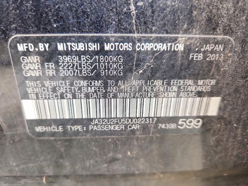 Продаж на аукціоні авто 2013 Mitsubishi Lancer, vin: JA32U2FU5DU022317, номер лоту: 68302306
