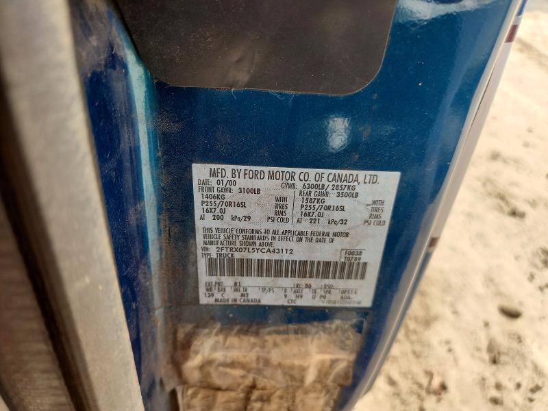 Продаж на аукціоні авто 2000 Ford F150, vin: 2FTRX07L5YCA43112, номер лоту: 69418346
