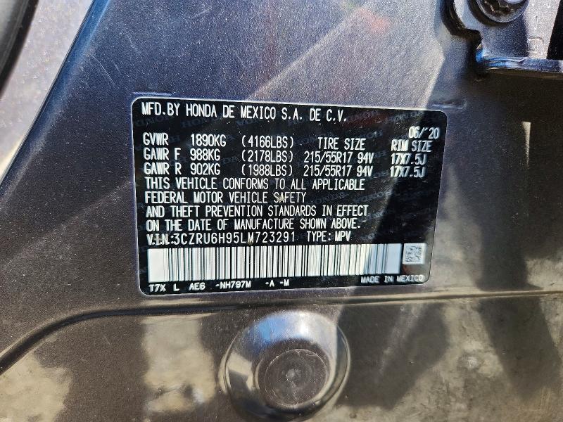 67866336 :رقم المزاد ، 3CZRU6H95LM723291 vin ، 2020 Honda Hr-v مزاد بيع