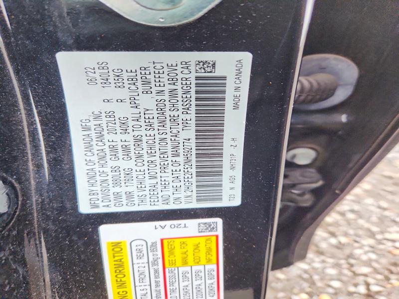 Aukcja sprzedaży 2022 Honda Civic, vin: 2HGFE2F52NH592774, numer aukcji: 68227346