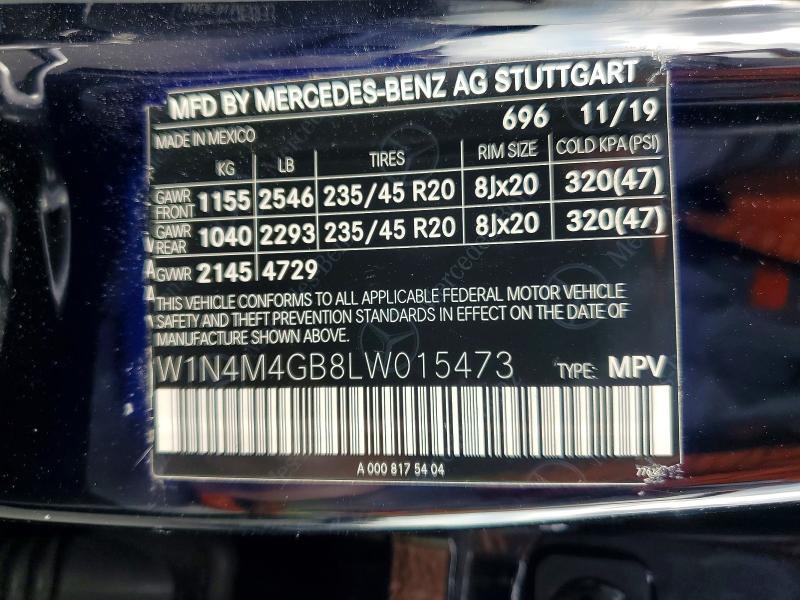 Продажа на аукционе авто 2020 Mercedes-benz Glb, vin: W1N4M4GB8LW015473, номер лота: 67367396