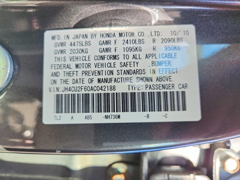 69540716 :رقم المزاد ، JH4CU2F60AC042188 vin ، 2010 Acura Tsx مزاد بيع