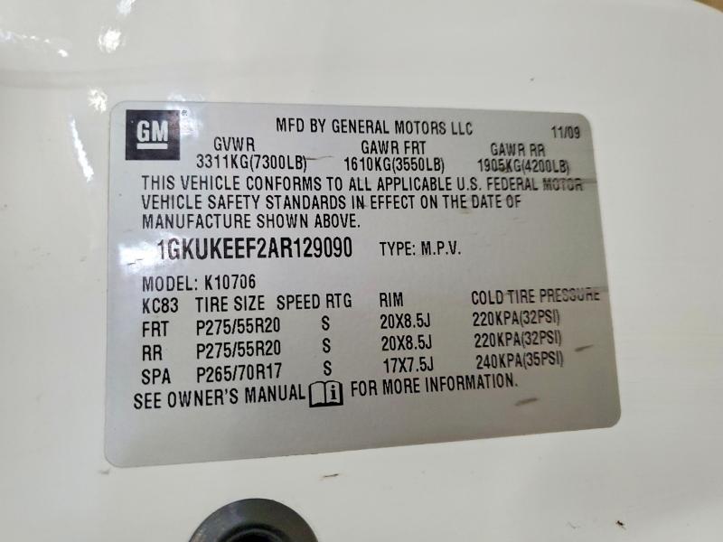 2010 Gmc Yukon მანქანა იყიდება აუქციონზე, vin: 1GKUKEEF2AR129090, აუქციონის ნომერი: 71379176