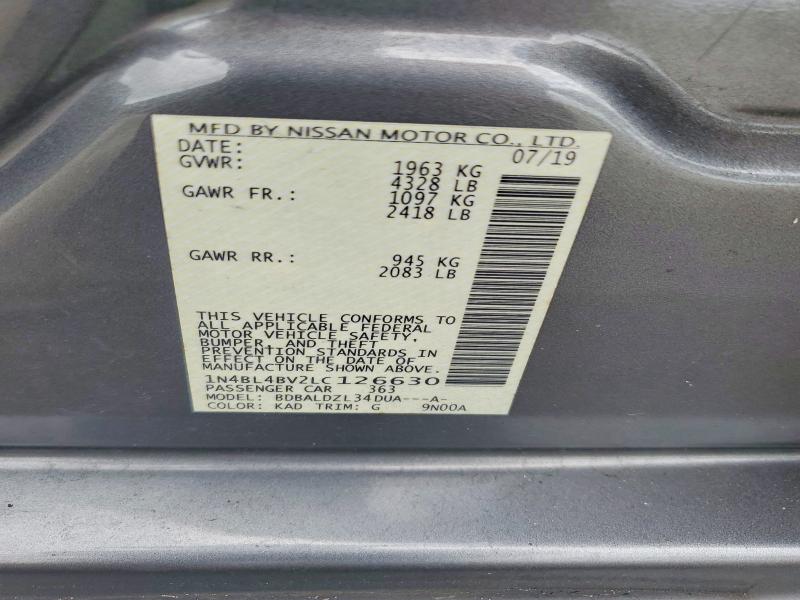 2020 Nissan Altima მანქანა იყიდება აუქციონზე, vin: 1N4BL4BV2LC126630, აუქციონის ნომერი: 69375076